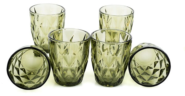 KONDELA Set de pahare de apă, 6buc, 240 ml, verde, BAROLO TYPE 2