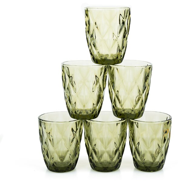 KONDELA Set de pahare de apă, 6buc, 240 ml, verde, BAROLO TYPE 2