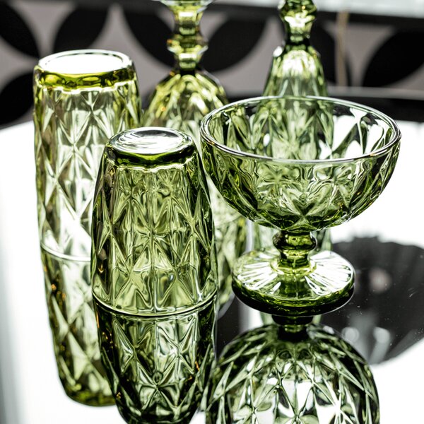 KONDELA Set de pahare de apă, 6buc, 240 ml, verde, BAROLO TYPE 2