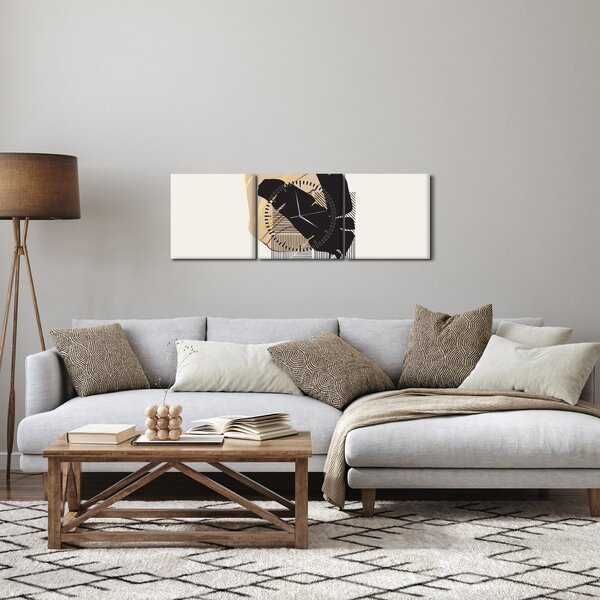 Tablou - Abstracție cu frunze tropicale N⁰4 (cu ceas) (90x30 cm)