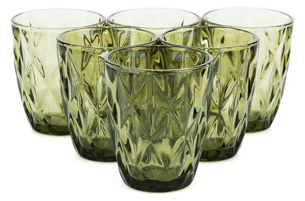 KONDELA Set de pahare de apă, 6buc, 240 ml, verde, BAROLO TYPE 2