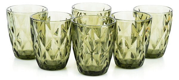 KONDELA Set de pahare de apă, 6buc, 240 ml, verde, BAROLO TYPE 2