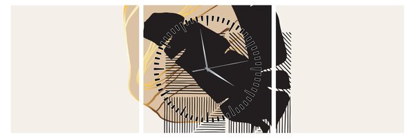 Tablou - Abstracție cu frunze tropicale N⁰4 (cu ceas) (90x30 cm)
