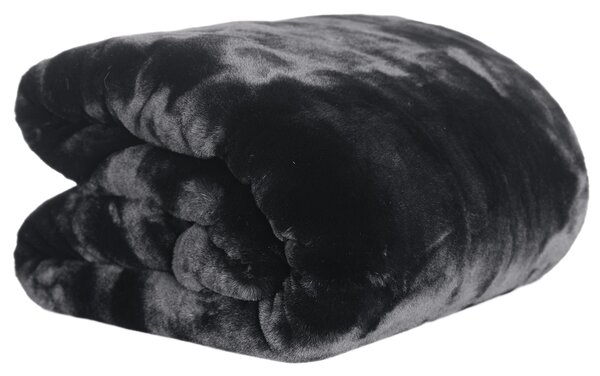 KONDELA Pătură de blană, neagră, 150x170, RABITA TIPUL 1