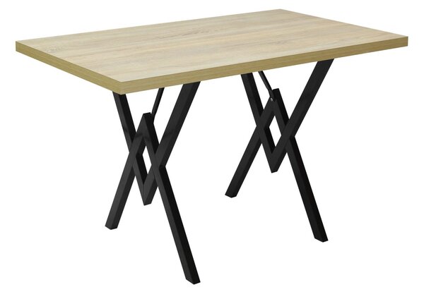 Set masă fixă Arta Stejar cu 4 scaune Piele Ecologică Monaco Negru