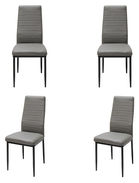 Set 4 Scaune Piele Ecologică Oscar Gri