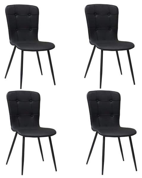 Set 4 Scaune Piele Ecologică Luca Negru