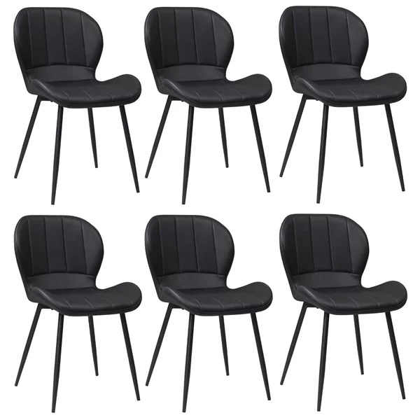 Set 6 Scaune Piele Ecologică Topaz Negru