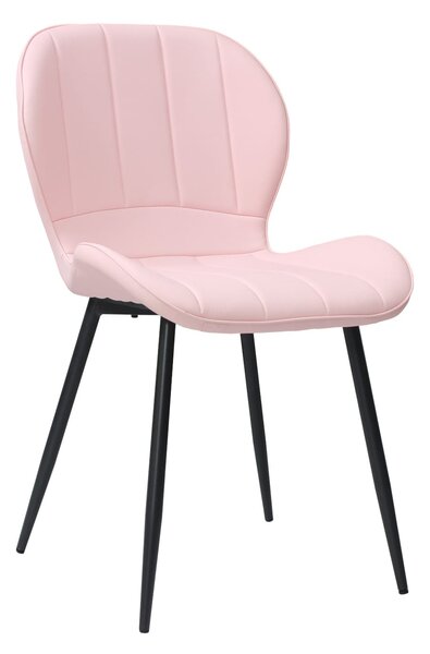Set masă extensibilă Viena Negru cu 6 Scaune Piele Topaz Roz