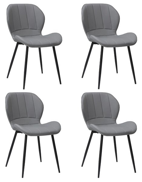 Set 4 Scaune Piele Ecologică Topaz Gri