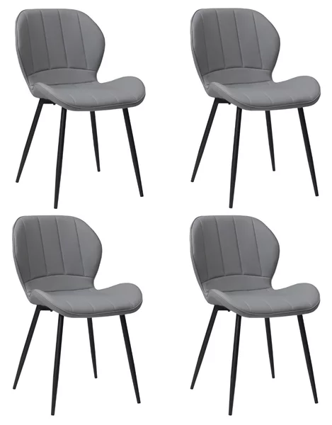Set 4 Scaune Piele Ecologică Topaz Gri