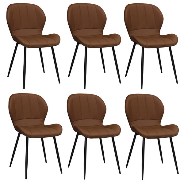 Set 6 Scaune Piele Ecologică Topaz Caramel
