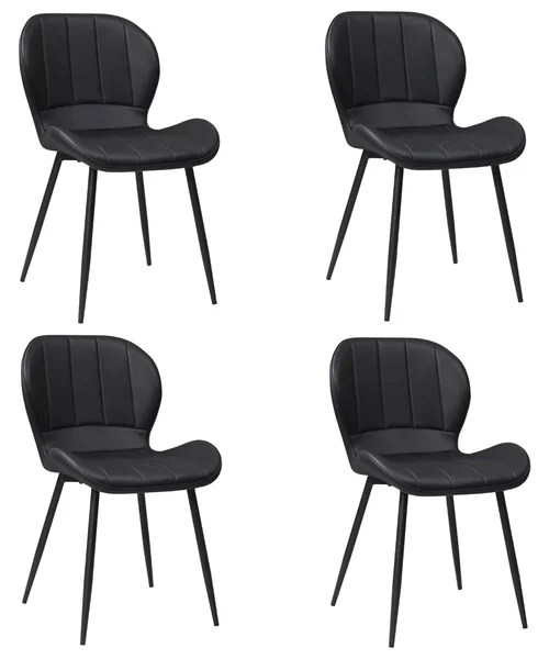 Set 4 Scaune Piele Ecologică Topaz Negru