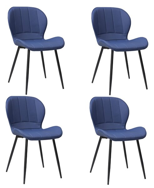 Set 4 Scaune Piele Ecologică Topaz Albastru