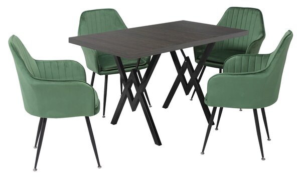 Set masă fixă Arta Wenge cu 4 scaune Coral Verde