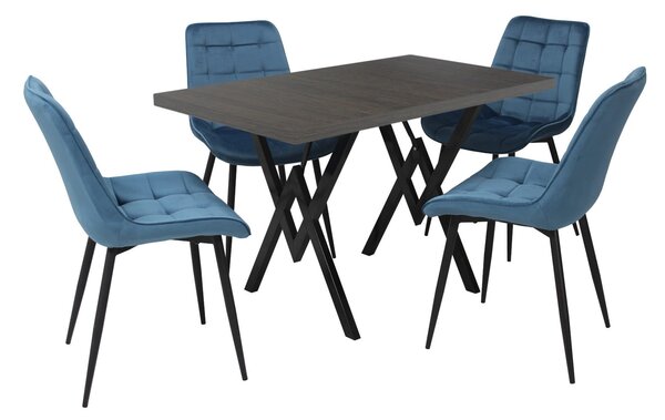 Set masă fixă Arta Wenge cu 4 scaune Onix Turcoaz