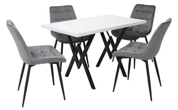 Set masă fixă Arta cu 4 scaune Onix Gri