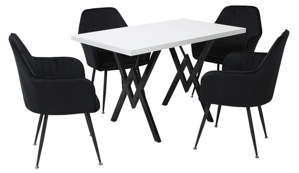 Set masă fixă Arta cu 4 scaune Coral Negru