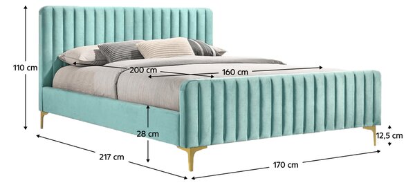 KONDELA Pat, neo mint/gold crom auriu, 160x200, KAISA