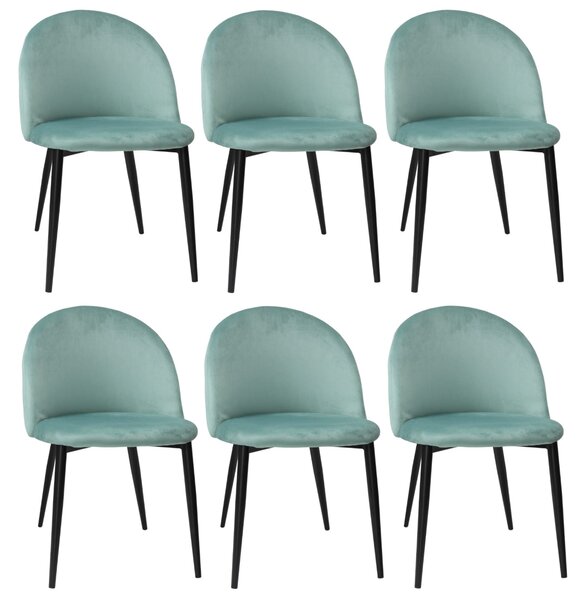 Set 6 Scaune Bella Verde Aqua Picior Negru