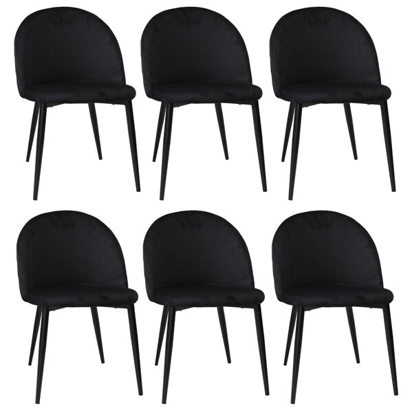 Set 6 Scaune Bella Negru Picior Negru