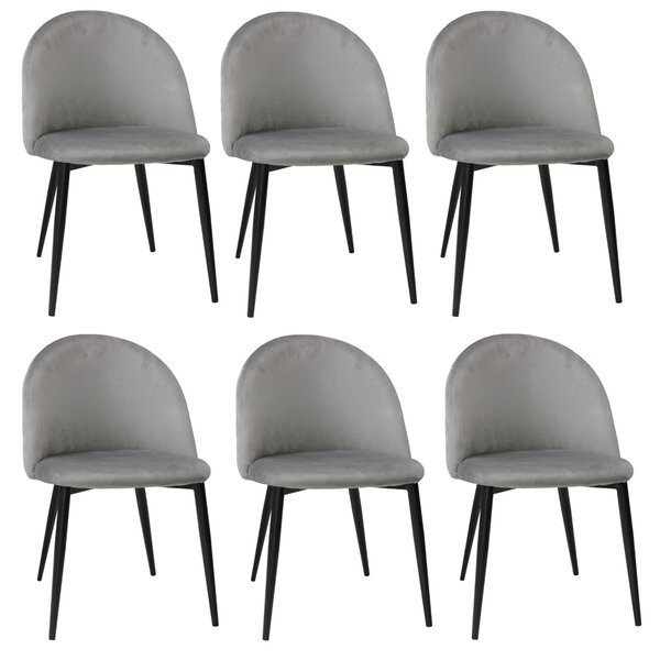 Set 6 Scaune Bella Gri Picior Negru