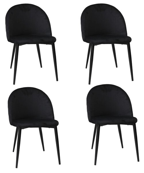 Set 4 Scaune Bella Negru Picior Negru