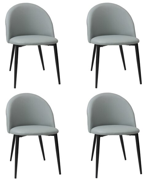 Set 4 Scaune Piele Ecologică Bella Gri Picior Negru