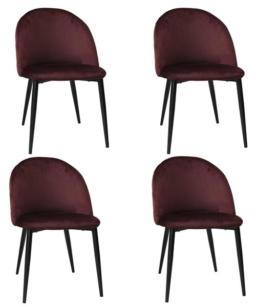 Set 4 Scaune Bella Bordo Picior Negru