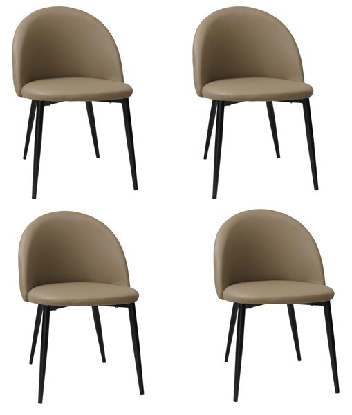 Set 4 Scaune Piele Ecologică Bella Capucino Picior Negru
