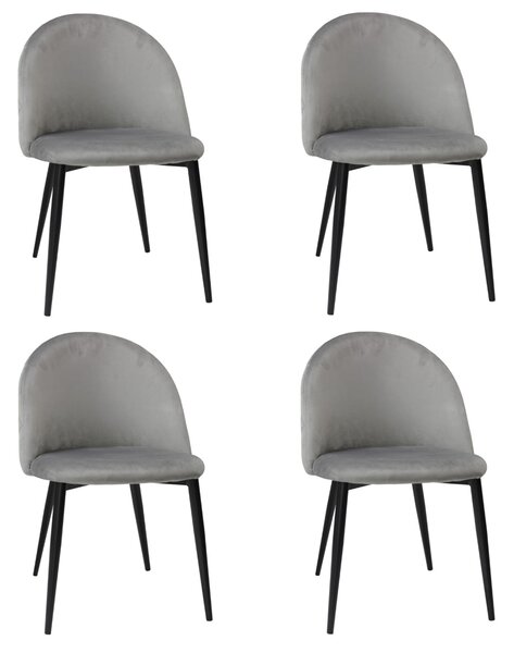 Set 4 Scaune Bella Gri Picior Negru