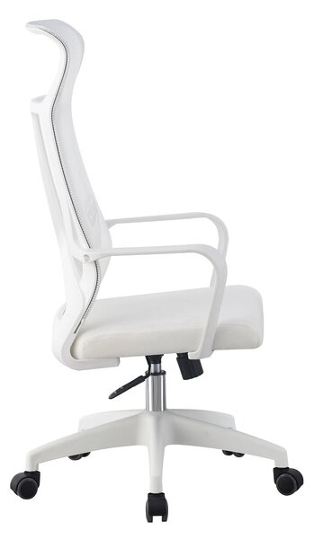 Scaun ergonomic, spatar mesh, inaltime reglabila, spatar inalt, Alb