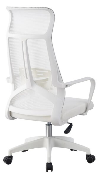Scaun ergonomic, spatar mesh, inaltime reglabila, spatar inalt, Alb