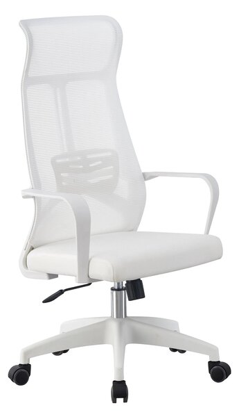 Scaun ergonomic, spatar mesh, inaltime reglabila, spatar inalt, Alb