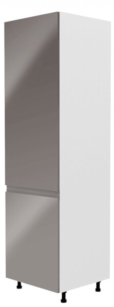 KONDELA Dulap pentru frigider, alb/gri extra lucios, stânga, AURORA D60ZL