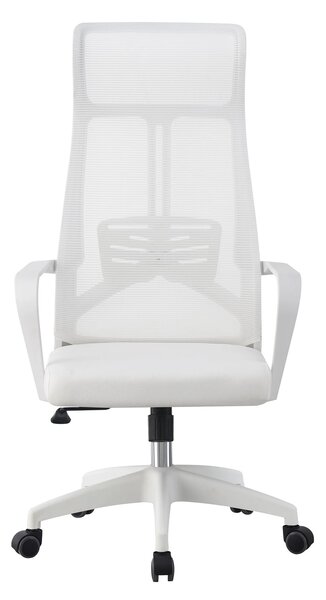 Scaun ergonomic, spatar mesh, inaltime reglabila, spatar inalt, Alb