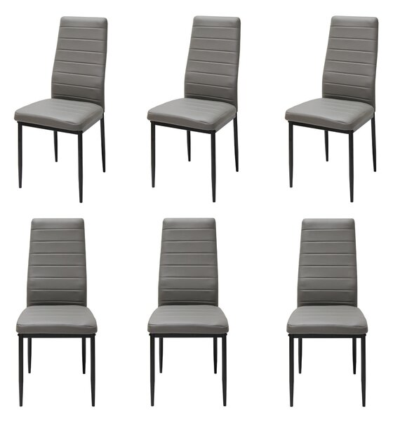 Set 6 Scaune Piele Ecologică Oscar Gri