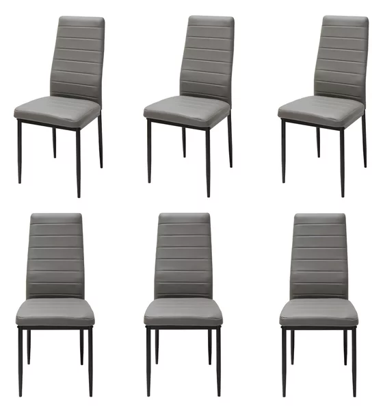 Set 6 Scaune Piele Ecologică Oscar Gri