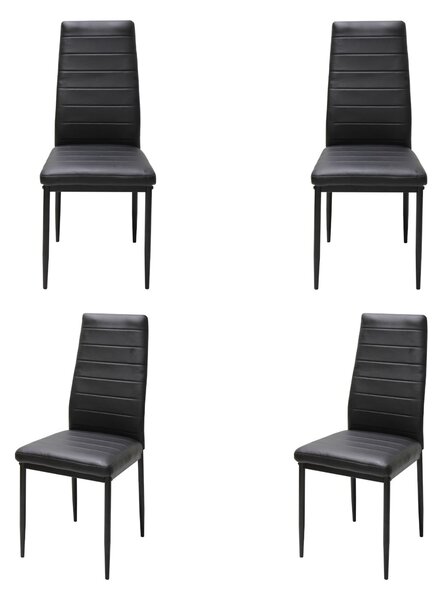 Set 4 Scaune Piele Sintetică Oscar Negru