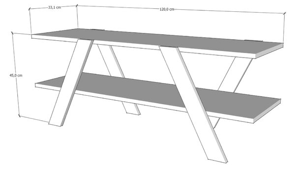 Comoda Tv April, Gri - Alb - Antracit - Nuc, 120x45x33 cm