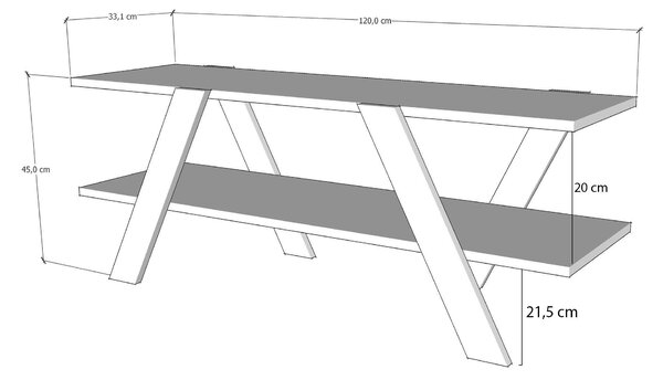 Comoda Tv April, Gri - Alb - Antracit - Nuc, 120x45x33 cm