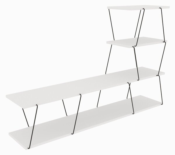 Set Mobila Sufragerie Basak, Alb - Stejar - Gri, 150x93x30 cm, 120x30x50 cm