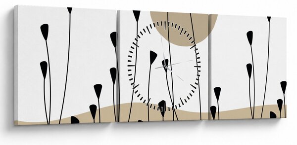 Tablou - Pajiște grafică N⁰2 (cu ceas) (90x30 cm)