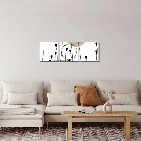 Tablou - Pajiște grafică N⁰2 (cu ceas) (90x30 cm)