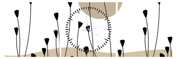 Tablou - Pajiște grafică N⁰2 (cu ceas) (90x30 cm)