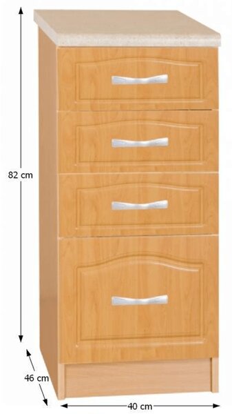 KONDELA Dulap de bucătărie, inferior, arin, LORA MDF NEW KLASIK S40SZ4