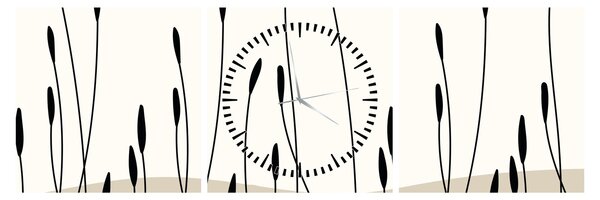 Tablou - Pajiște grafică N⁰3 (cu ceas) (90x30 cm)