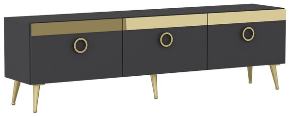 Comoda TV Safar - Anthracite, Gri, 45x30x150 cm