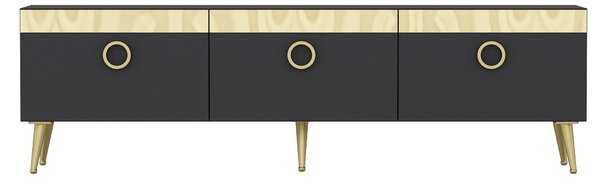 Comoda TV Safar - Anthracite, Gri, 45x30x150 cm