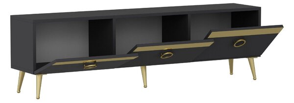 Comoda TV Safar - Anthracite, Gri, 45x30x150 cm
